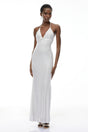 Rosangela Maxi Dress Silver Rhinestone Embellished