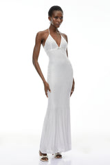 Rosangela Maxi Dress Silver Rhinestone Embellished