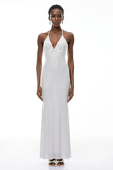 Rosangela Maxi Dress Silver Rhinestone Embellished