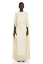 Maddalena Maxi Dress Pale Yellow with Cape Overlay and Fringe