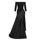 Jayla Maxi Dress Black Off-Shoulder with High Thigh Slit