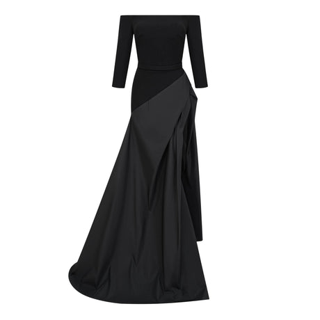 Jayla Maxi Dress Black Off-Shoulder with High Thigh Slit