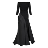 Jayla Maxi Dress Black Off-Shoulder with High Thigh Slit