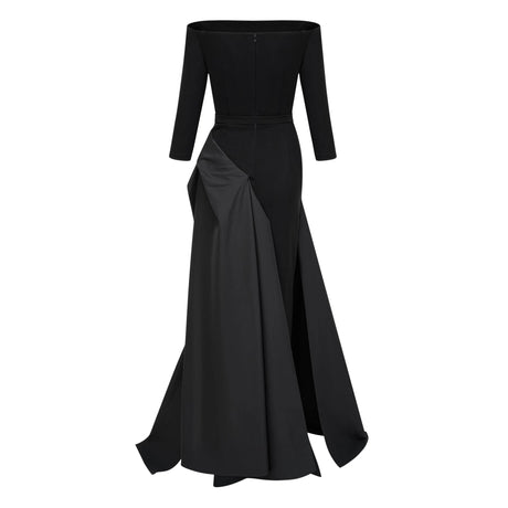 Jayla Maxi Dress Black Off-Shoulder with High Thigh Slit