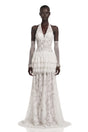 Alexa Maxi Dress White Floral Appliqué Tiered
