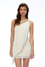 Iolanda Mini Dress Ivory Ruched Asymmetrical