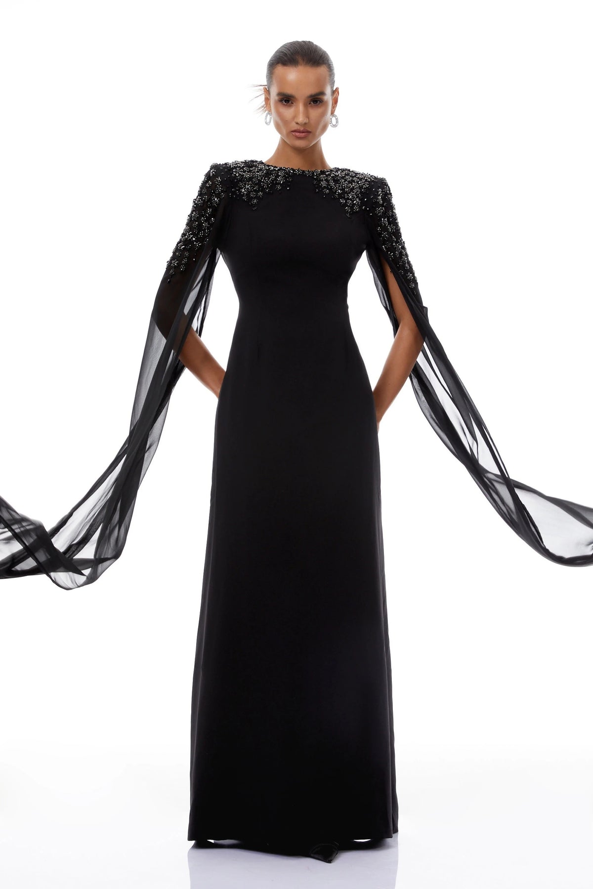 Eulalia Black Embellished Maxi Gown