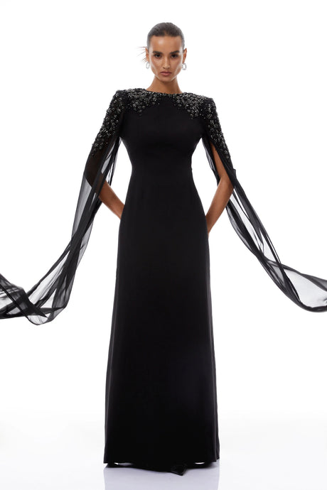 Eulalia Black Embellished Maxi Gown