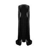 Yseult Black Embellished Maxi Gown