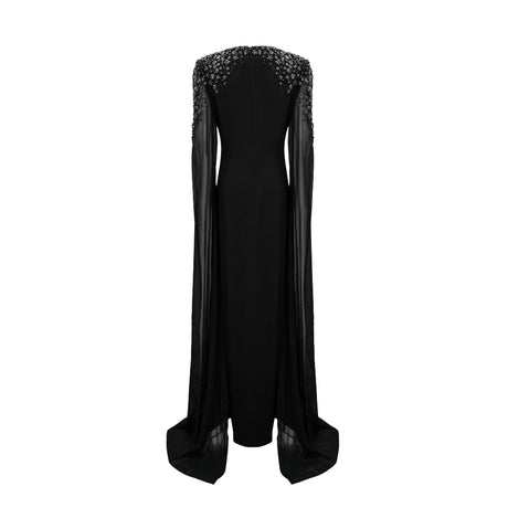 Yseult Black Embellished Maxi Gown