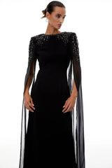 Eulalia Black Embellished Maxi Gown