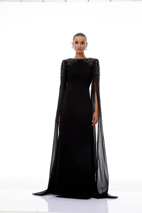 Eulalia Black Embellished Maxi Gown