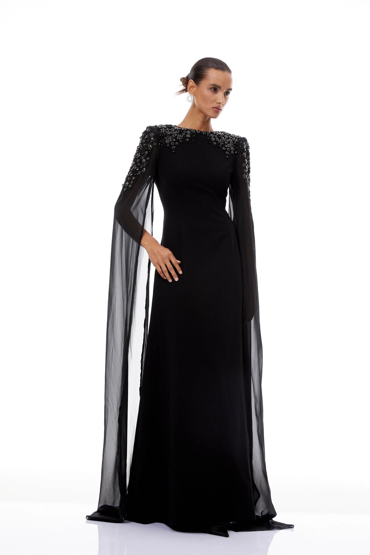 Eulalia Black Embellished Maxi Gown
