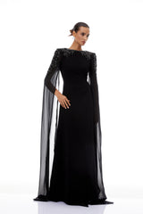Eulalia Black Embellished Maxi Gown