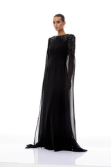 Eulalia Black Embellished Maxi Gown