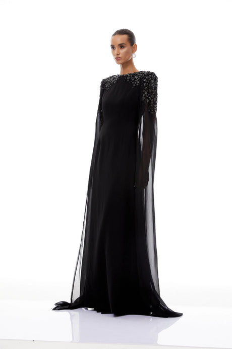 Eulalia Black Embellished Maxi Gown