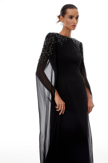 Eulalia Black Embellished Maxi Gown
