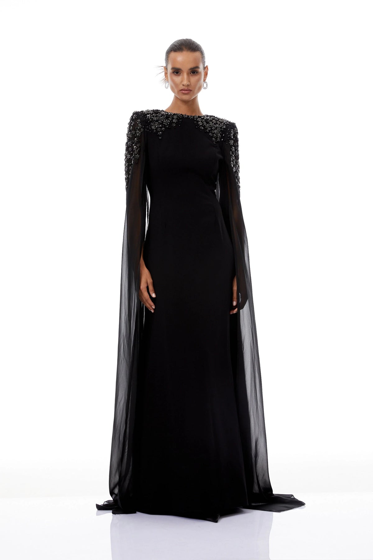 Eulalia Black Embellished Maxi Gown
