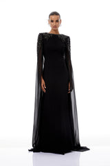 Eulalia Black Embellished Maxi Gown