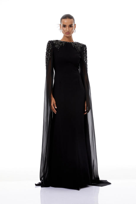 Eulalia Black Embellished Maxi Gown