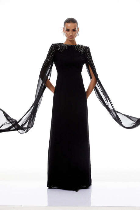 Eulalia Black Embellished Maxi Gown