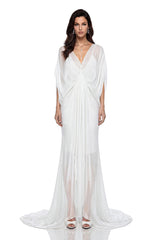 Hailey Maxi Dress White Backless Tulle Ruched