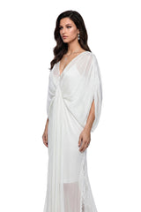 Hailey Maxi Dress White Backless Tulle Ruched
