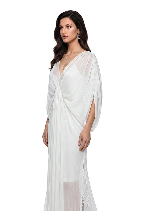 Hailey Maxi Dress White Backless Tulle Ruched