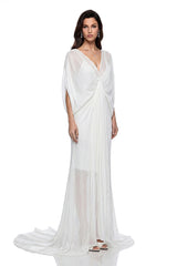 Hailey Maxi Dress White Backless Tulle Ruched