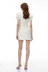 Rina Mini Dress Ivory Rhinestone