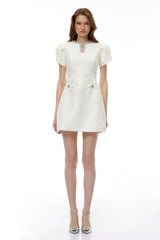 Rina Mini Dress Ivory Rhinestone