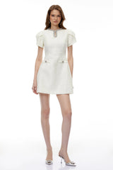 Rina Mini Dress Ivory Rhinestone