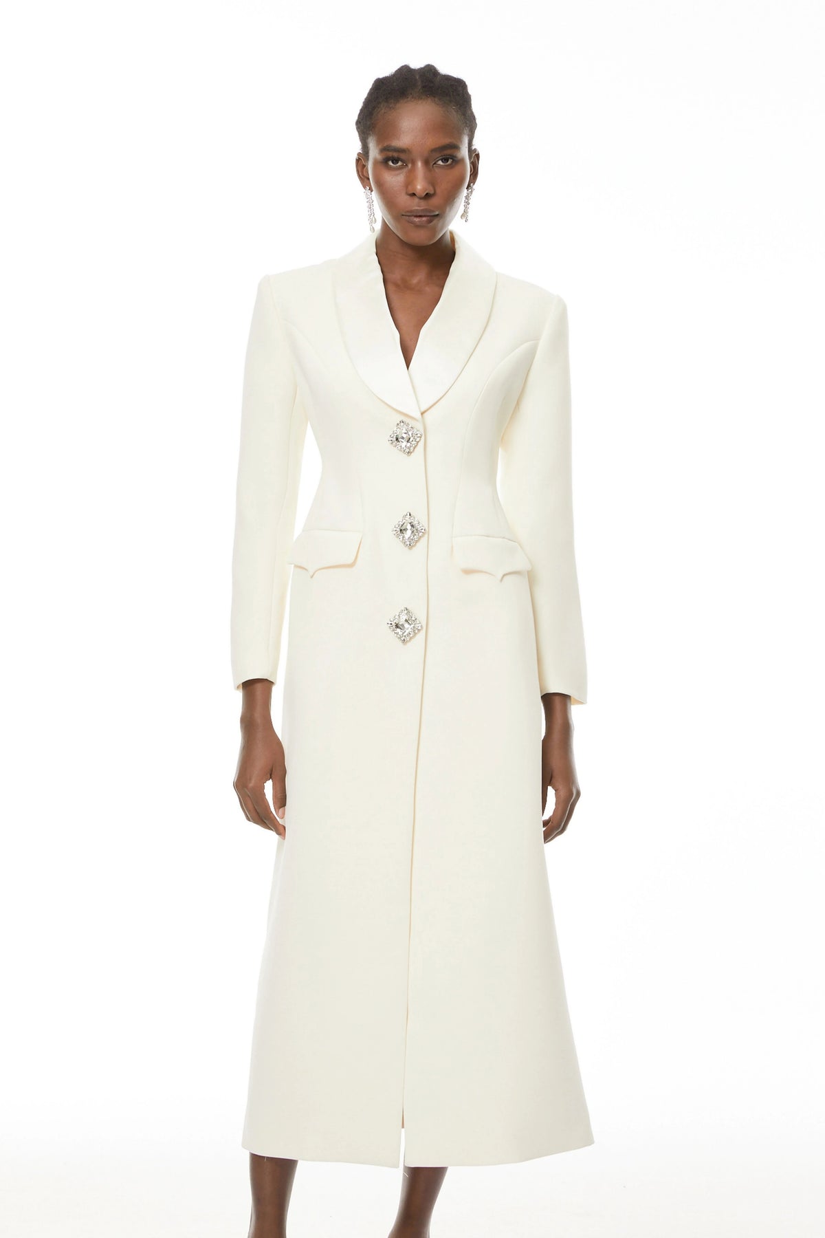 Alice Neutrals Crystal-buttoned Coat