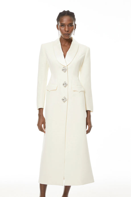 Alice Neutrals Crystal-buttoned Coat