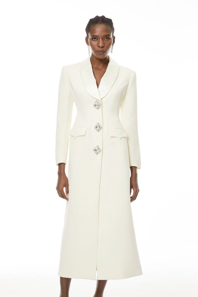 Alice Neutrals Crystal-buttoned Coat