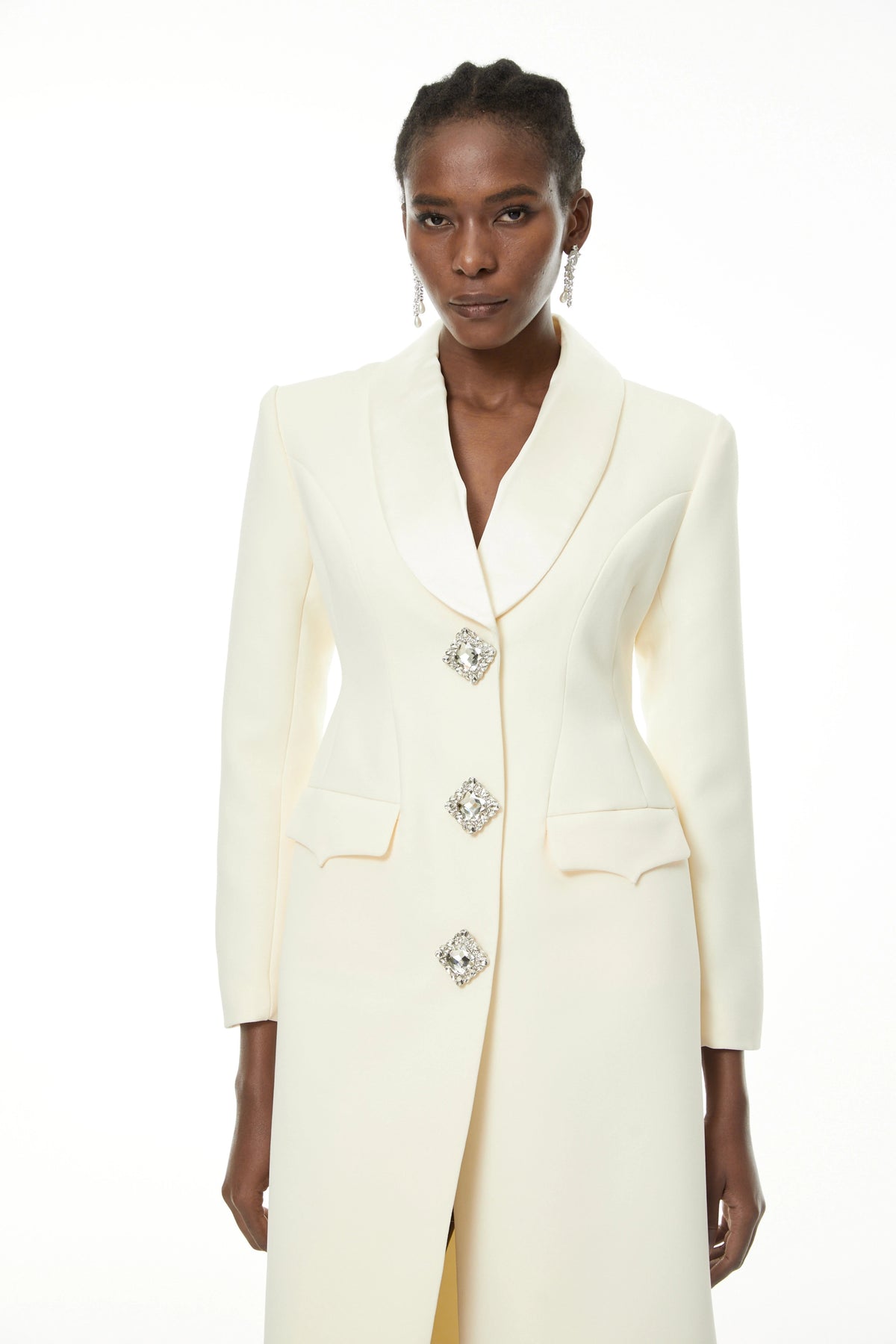 Alice Neutrals Crystal-buttoned Coat