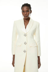Alice Neutrals Crystal-buttoned Coat