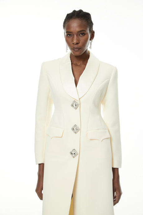 Alice Neutrals Crystal-buttoned Coat