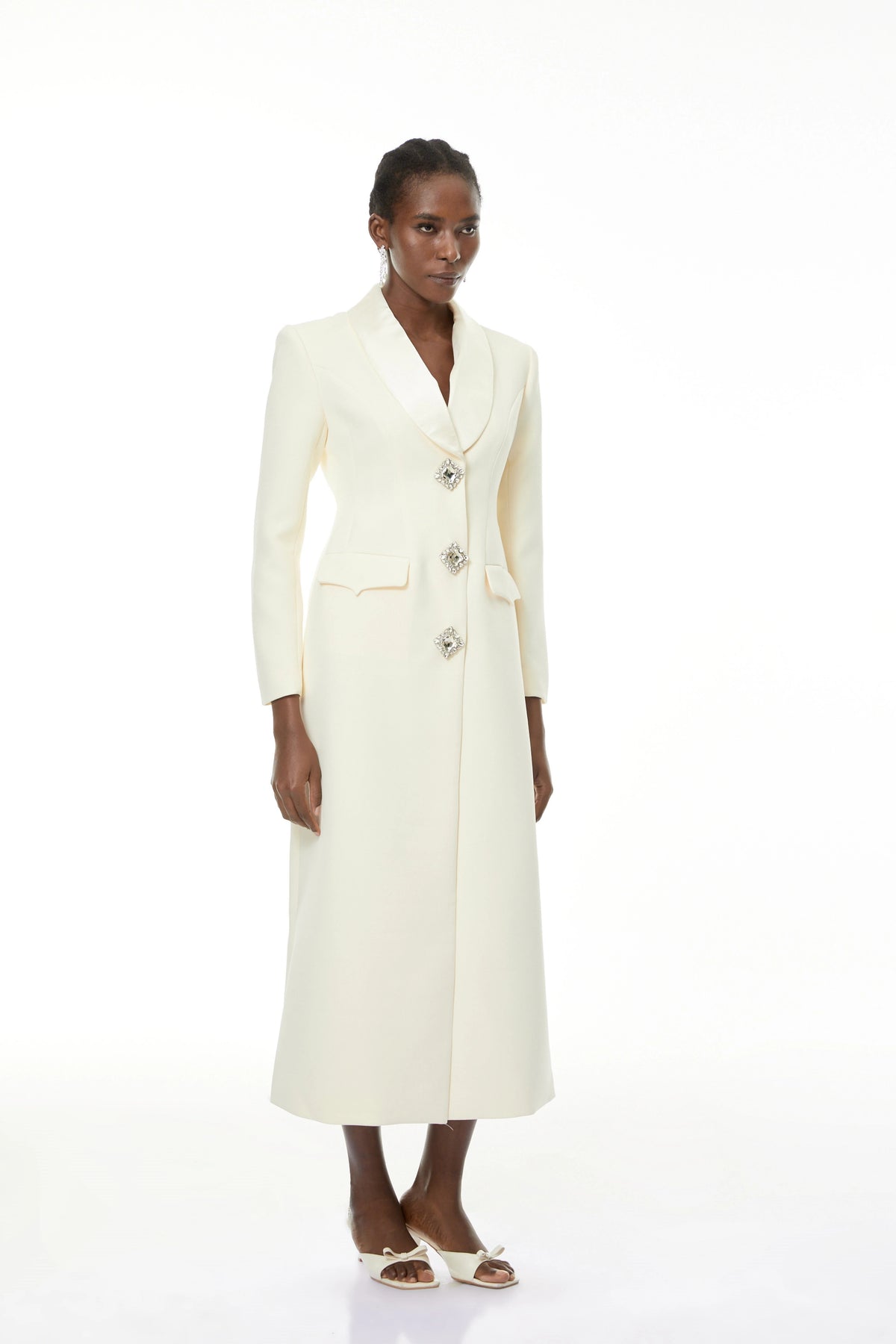 Alice Neutrals Crystal-buttoned Coat
