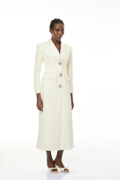 Alice Neutrals Crystal-buttoned Coat