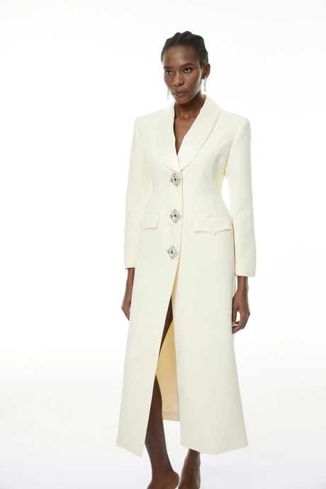 Alice Neutrals Crystal-buttoned Coat