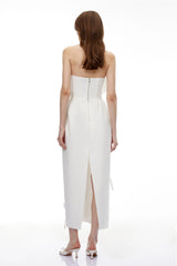 Clementina Maxi Dress White with 3D Petals