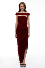 Helena Maxi Dress Red Off Shoulder Ruched