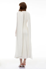 Willow Midi Dress Cream White Foldover