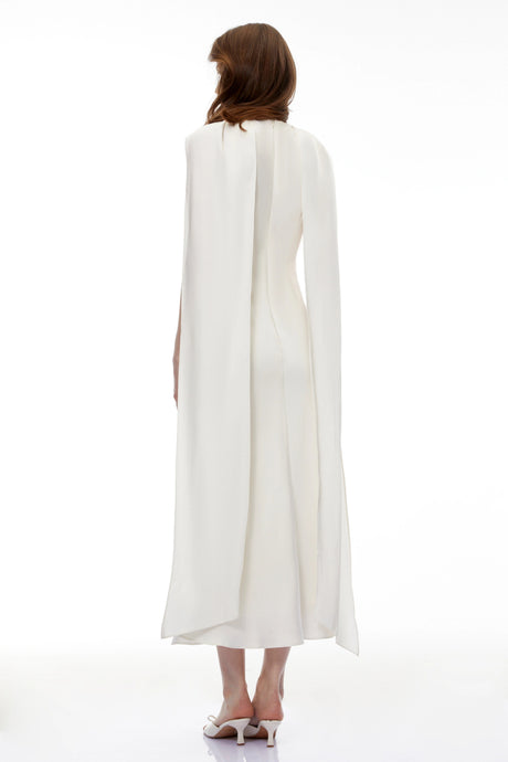 Willow Midi Dress Cream White Foldover