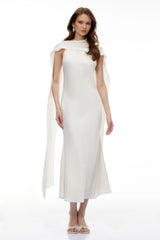 Willow Midi Dress Cream White Foldover