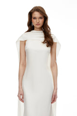 Willow Midi Dress Cream White Foldover