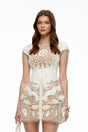 Skylar Mini Dress White Crochet Knit Floral