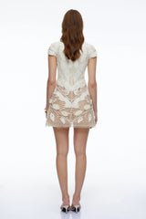 Skylar Mini Dress White Crochet Knit Floral