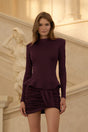 Lavinia Mini Dress Burgundy Asymmetrical Bodycon